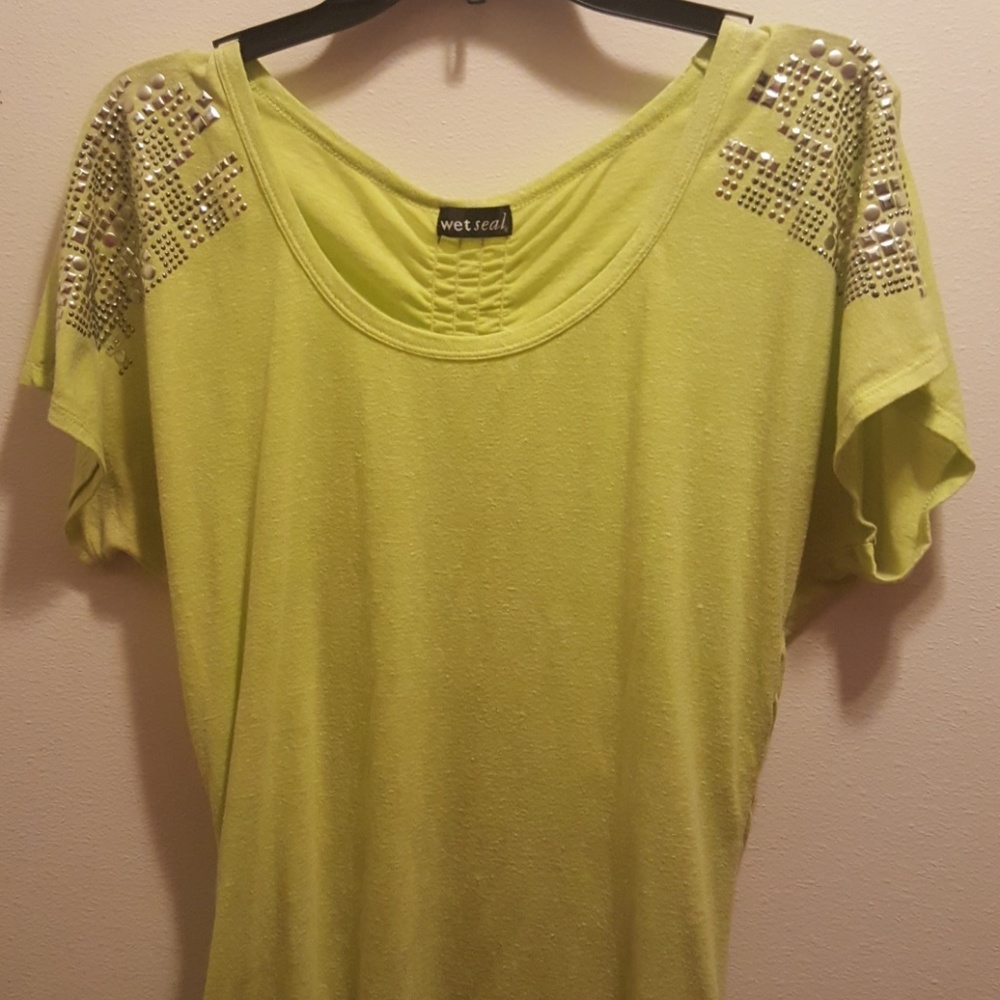 *** SOLD *** Neon and silver studded shirt